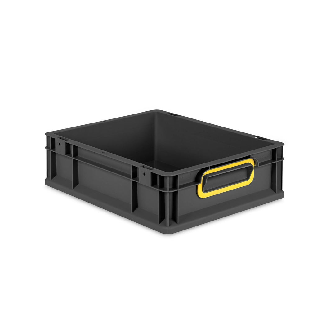 PROREGAL Eurobox NextGen Color | HxBxT 12x30x40cm | 11 Liter | Griffe gelb geschlossen | Schwarz | E