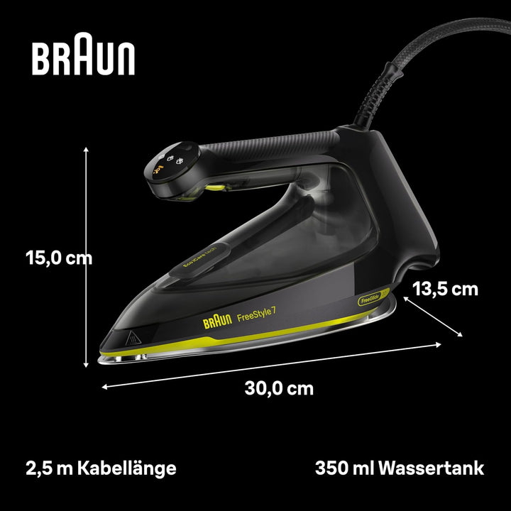 Braun FreeStyle 7 – Dampfbügeleisen mit ergonischem Griffdesign, Bügelergebnisse wie mit einer Dampf