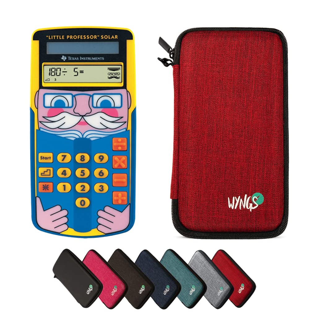 TI-Little Professor inkl. WYNGS Schutztasche Rot - Interaktiver Rechentrainer - Basic Set, Rot