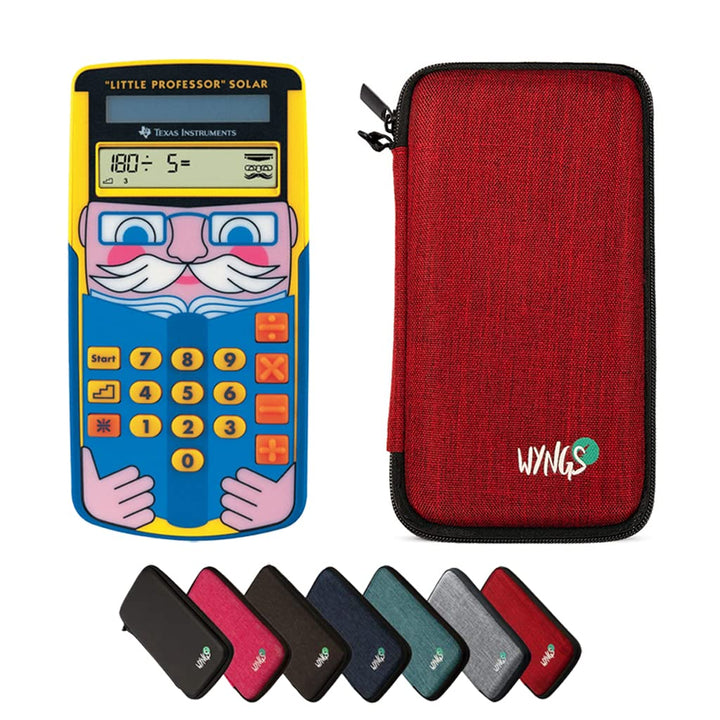 TI-Little Professor inkl. WYNGS Schutztasche Rot - Interaktiver Rechentrainer - Basic Set, Rot