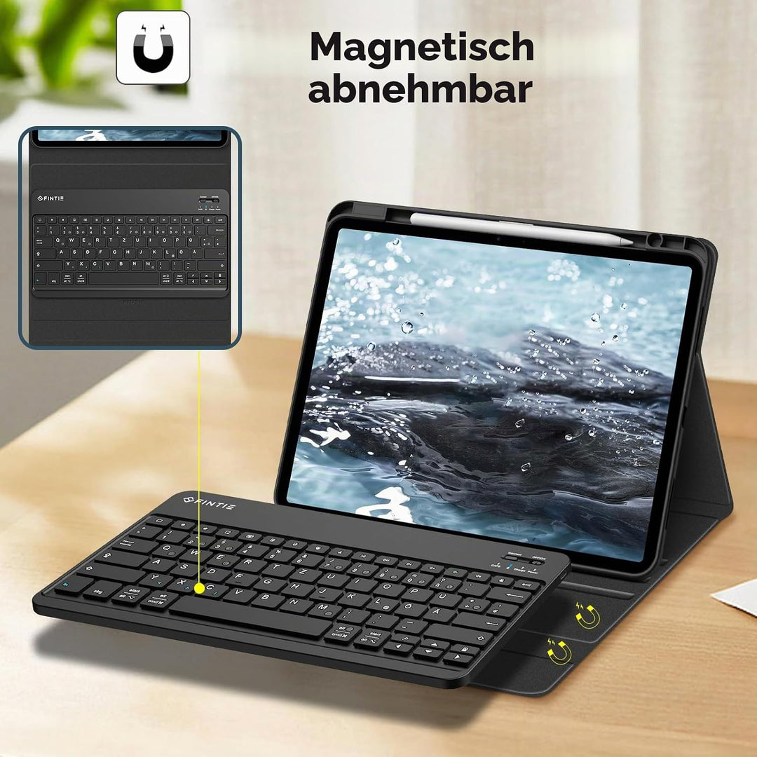 FINTIE Hülle mit Tastatur für iPad Air 13 Zoll M4/M3/M2 (2026/2025/2024), Soft TPU Rückseite Gehäuse