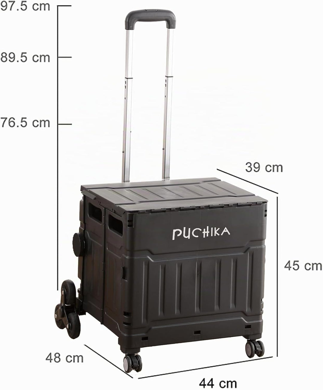 PUCHIKA Einkaufstrolley klappbar, Einkaufswagen Trolley, Einkaufstrolley mit Deckel, Shopping Trolle