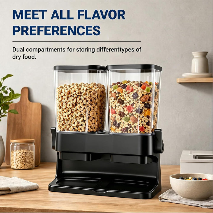 Doppel Müslispender 2 x 3L Vorratsbehälter mit Spender, Cornflakes Spender für Trockenfutter, Cornfl
