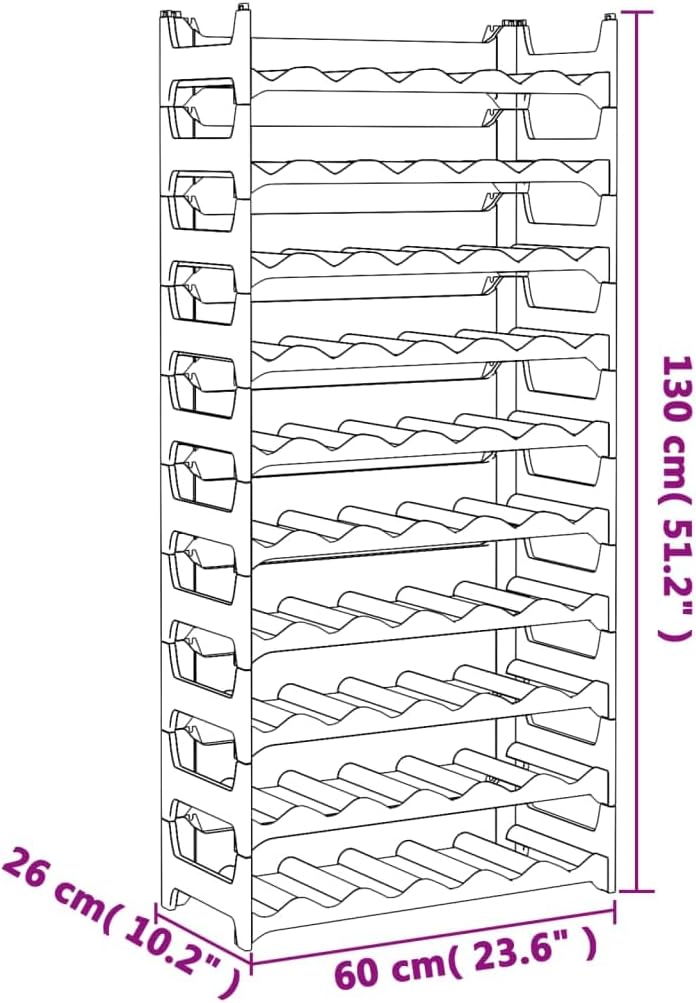 vidaXL Weinregal für 60 Flaschen PP Stapelbar, 60