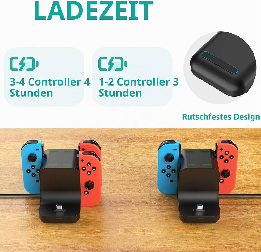 GeeRic Ladestation Kompatibel für Switch,6 IN 1 Switch Joy Con Ladegerät joycon ladestation Lade Doc