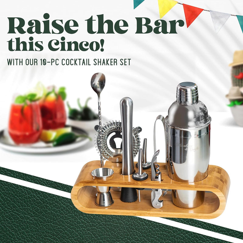 Mixology & Craft Cocktail Set (10-TLG.) - Edles Cocktail Shaker Set mit Shaker aus Edelstahl und Bar