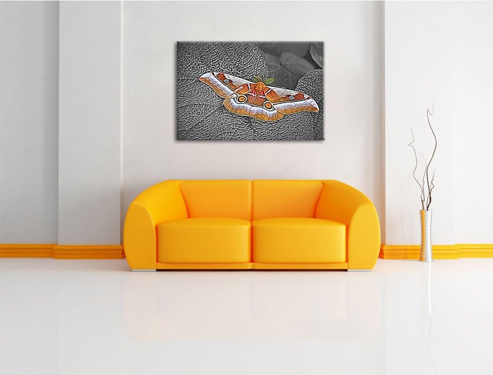 eleganter Schmetterling auf Blatt schwarz/weiss Deluxe Format: 100x70 cm auf Leinwand, XXL riesige B