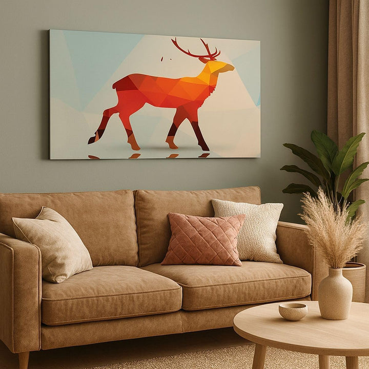 ARTTOR Bilder auf Leinwand 100x40cm Leinwandbild Hirsch Illustration modern Grafik Gross Wanddeko Bi