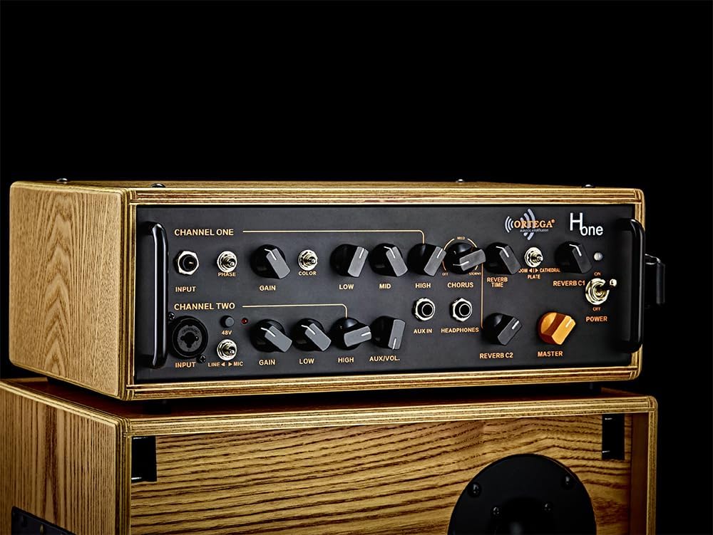 ORTEGA Acoustic Amplification Akustikgitarren-Topteil - 2 Kanal 100W RMS + Tragetasche (HONE)