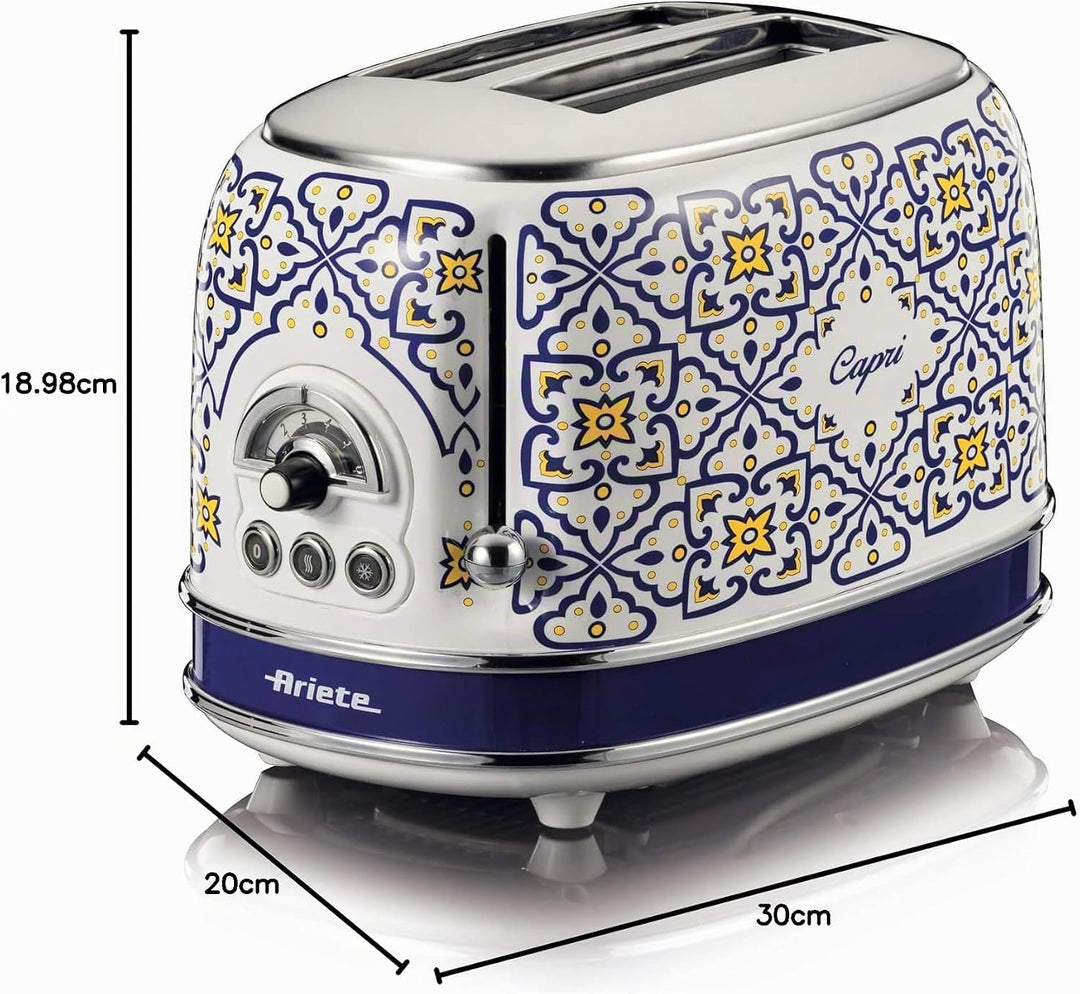 Ariete Toaster 156, Capri Weiss und Blau, Weiss und Blau