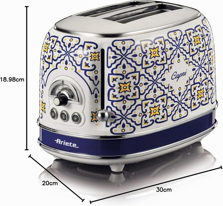 Ariete Toaster 156, Capri Weiss und Blau, Weiss und Blau