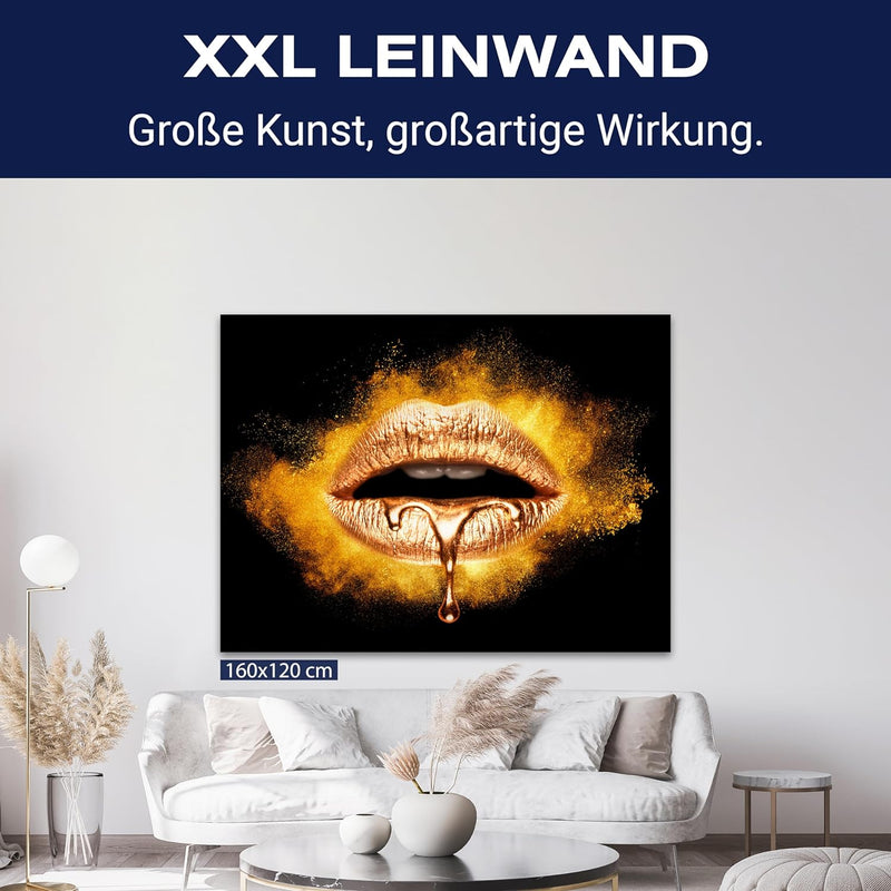 wandmotiv24 Leinwandbild 260 g/m² - Kunstdruck auf Leinwand - Wandkunst - Wandbild mit Frauen Lippen