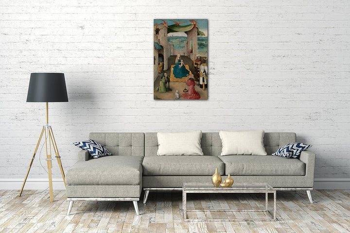 Printed Paintings Leinwand (60x80cm): Hieronymus Bosch - Die Anbetung der Könige 60x80 cm, 60x80 cm