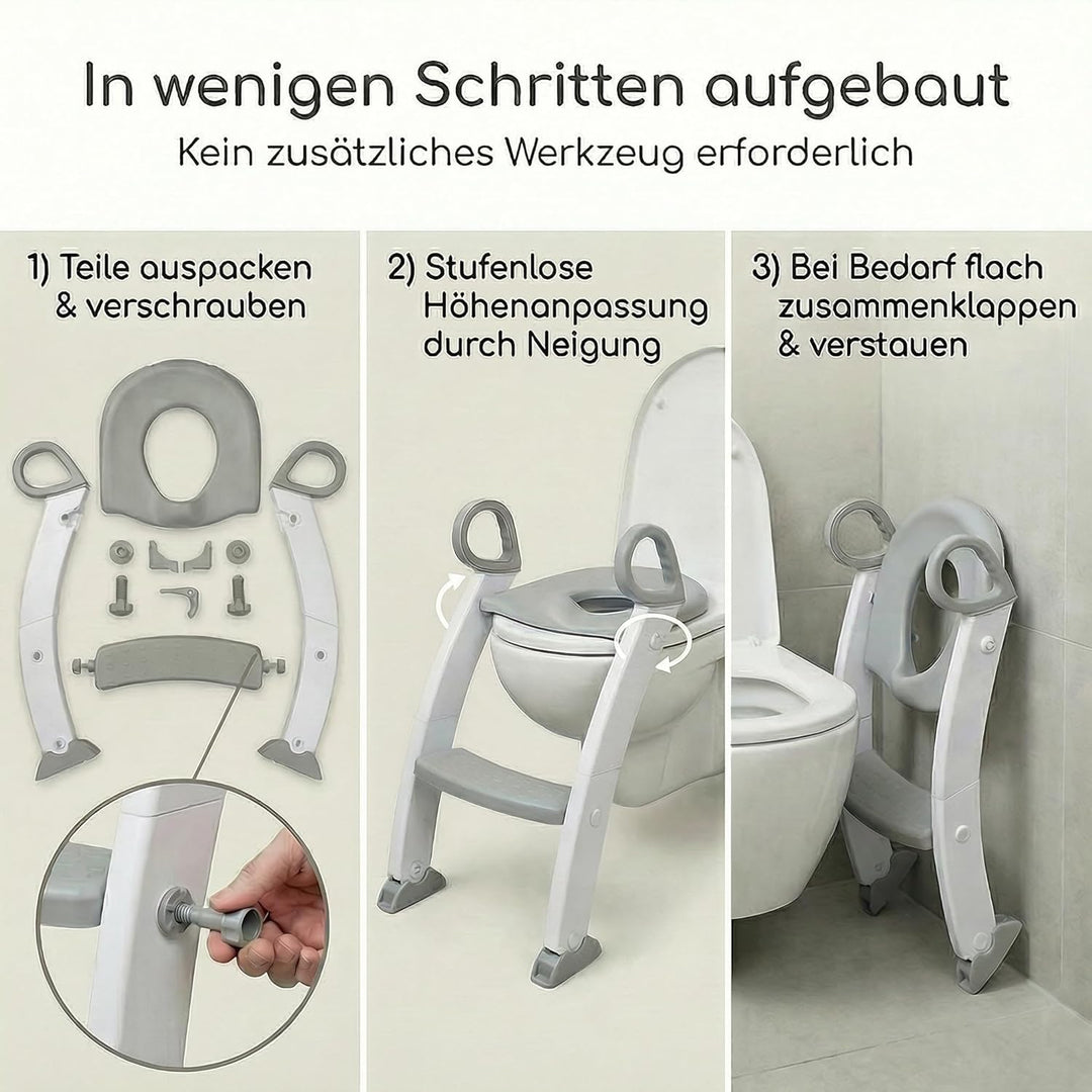 Toilettentrainer & Toilettenleiter mit Treppe für Kinder, klappbarer Toilettenaufsatz Kinder, stufen