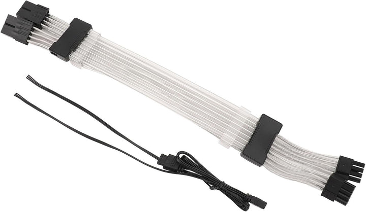 2x8PIN RGB GPU-Kabel, ARGB GPU-Stromverlängerungskabel, Doppeltes LED-Licht, 5V 3PIN ARGB Sync 4-sei