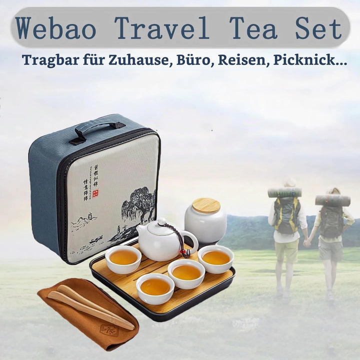 Teekanne Sets, Chinesisches Kungfu Teeservice, Keramik Teekanne mit 4 Tassen und Teedose Tablett, Al