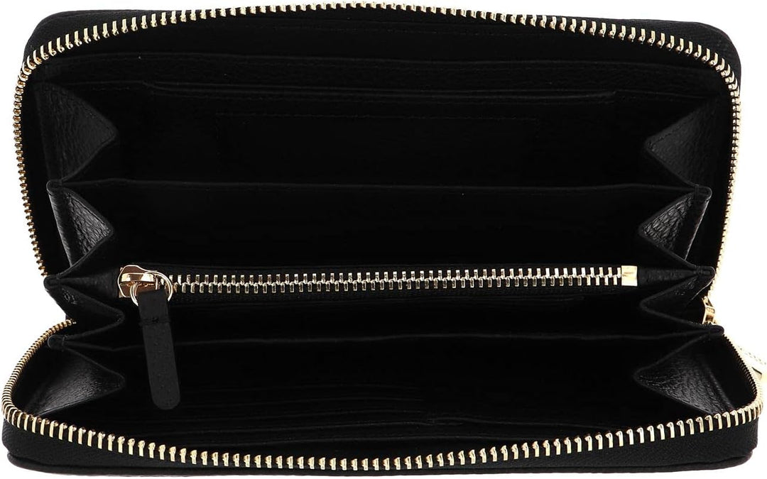 COCCINELLE Metallic Soft Zip Wallet Grainy Leather Noir
