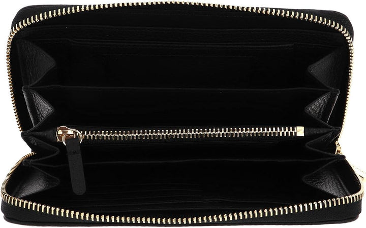 COCCINELLE Metallic Soft Zip Wallet Grainy Leather Noir