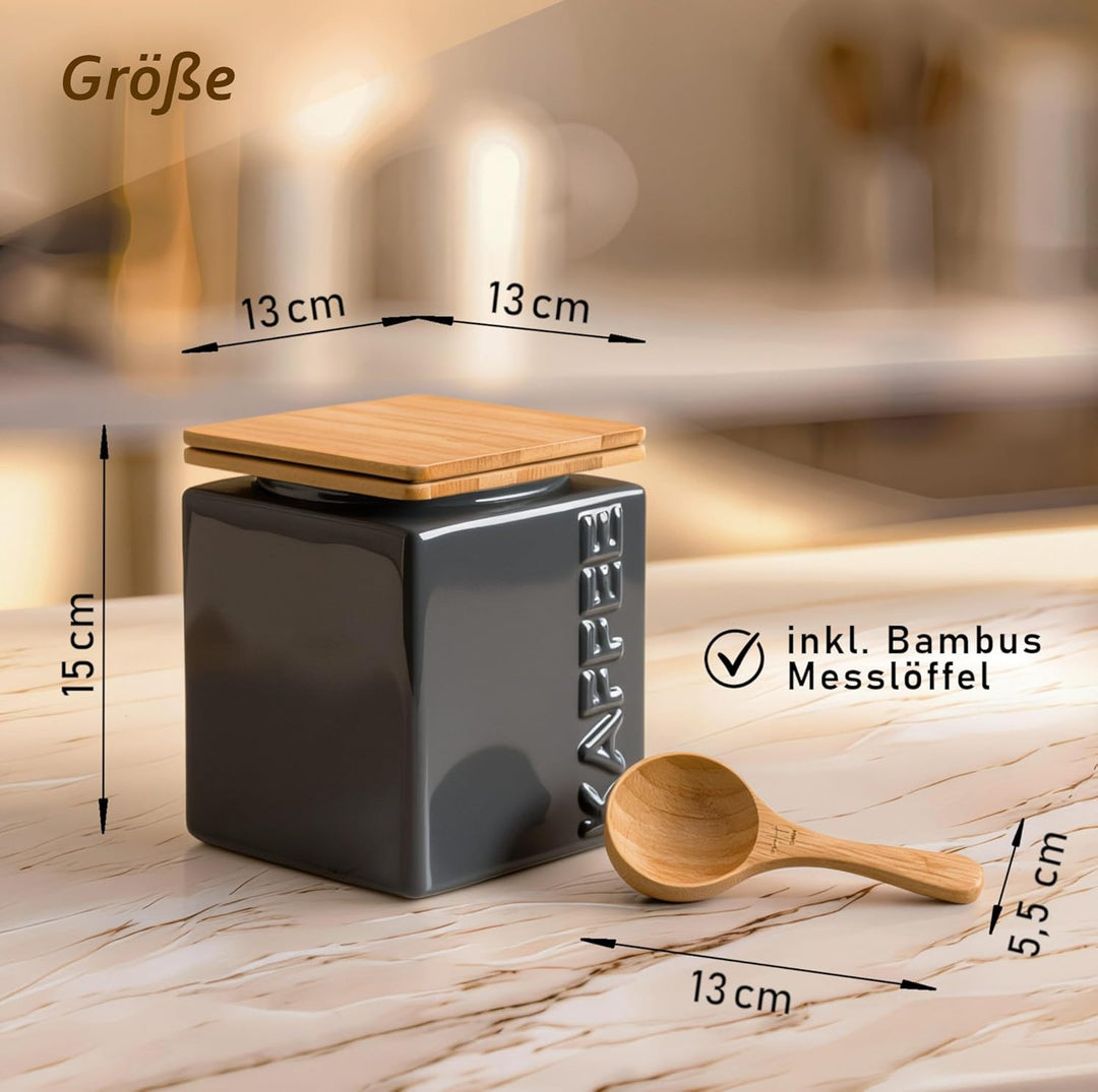 HWG-Home® Design Kaffeedose luftdicht 500g, für frisches Aroma, Anthrazit & Weiss, Kaffeebehälter au