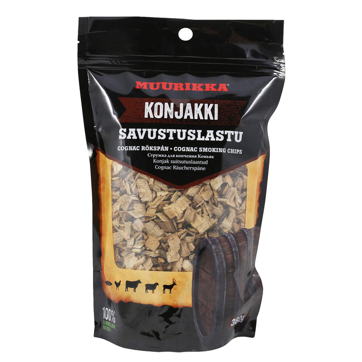 MUURIKKA Kognac Räucherchips aus Eichenholz, 360g, Räucherspäne für Smoker & Räucherofen