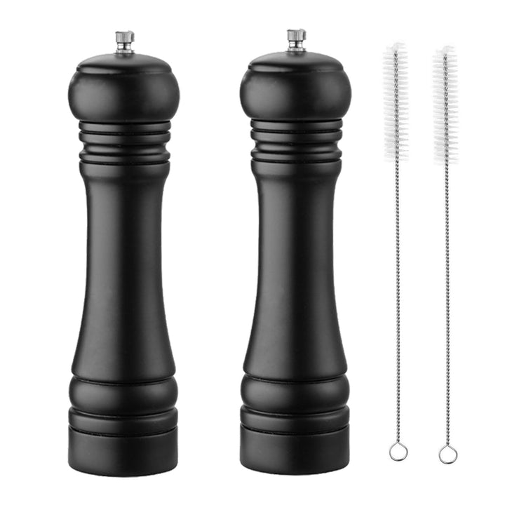 BINHAI Schwarzes Salz- und Pfeffermühlen-Set, manuelle Pfeffermühle aus Holz, solide mit starken, ei