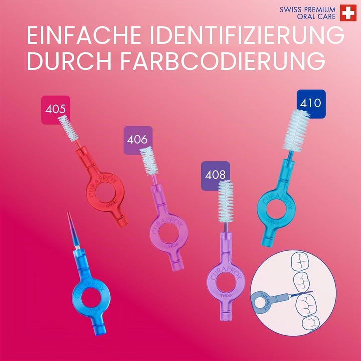 Curaprox Interdentalbürsten CPS 405 perio plus, Set aus 5 Bürsten Grösse 1,3 mm und einem Halter UHS
