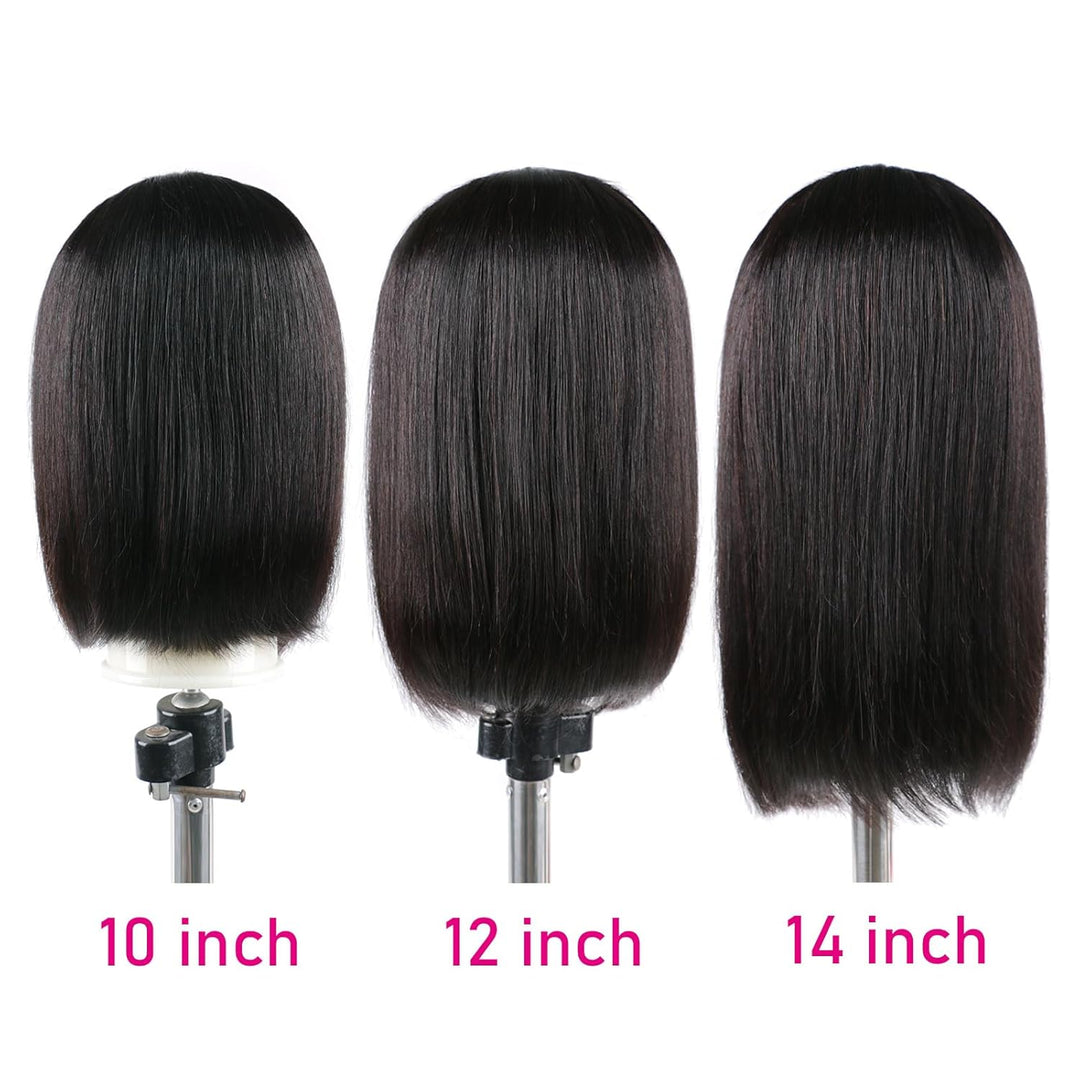 Huairisi 10 Inch Straight Bob Wigs for Women None Lace, Short Straight U Part Wig Bob Human Hair, Sh