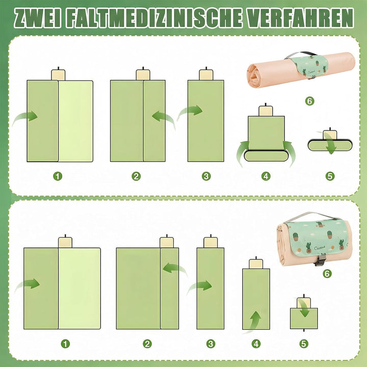 Mini Picknickdecke 210x220 cm, Wasserdichte, Ultraleichte, Tragbare Picknickdecke mit 4 Heringen, Ma