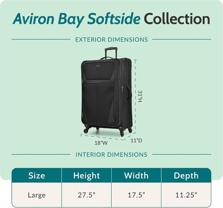 U.S. Traveler Aviron Bay Erweiterbares Softside-Gepäck mit Spinnrollen, schwarz, Checked-Large 31-In
