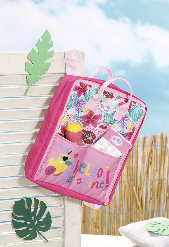 BABY born Holiday Wickelrucksack, Puppenwickeltasche in pink inkl. 1 Windel und Puderdose, 829233 Za