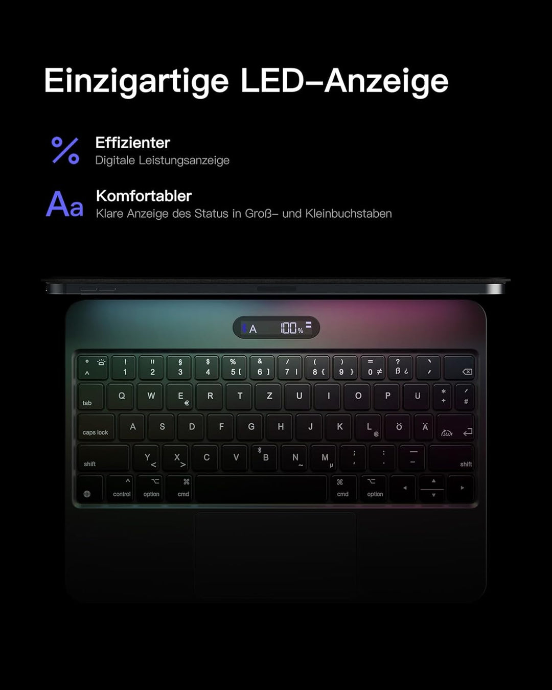 Inateck Magic Keyboard für iPad Pro 11 2024 M4 Hülle mit Tastatur, 30 Min Schnelles Laden,LED Smart