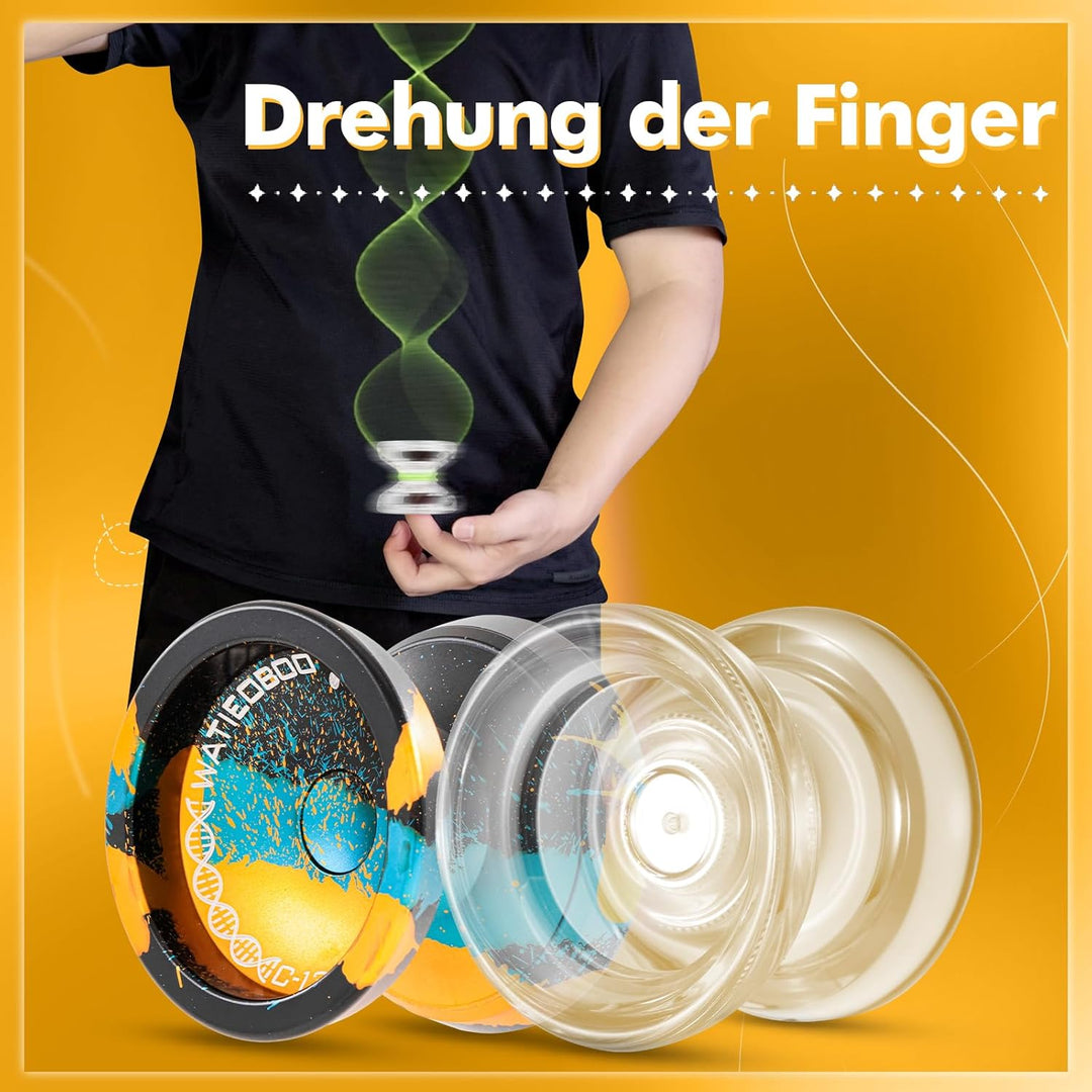 Watieoboo yoyo 2 Sets (Metall-JoJo + Kristall-JoJo), reaktives und Nicht reaktives JoJo, das Beste J