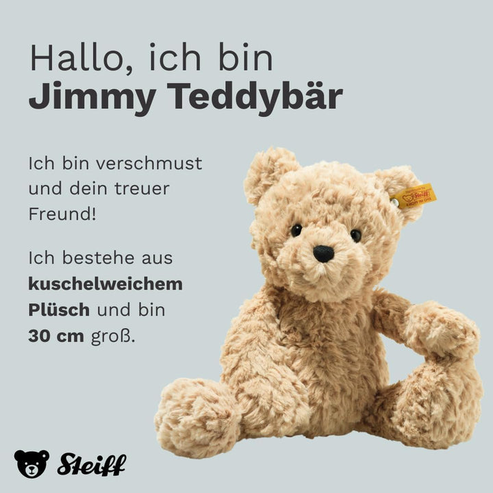 Steiff Kuscheltier Jimmy Teddybär, Süsses Stofftier mit Kunststoffaugen, Kinder, Jungen & Mädchen, F