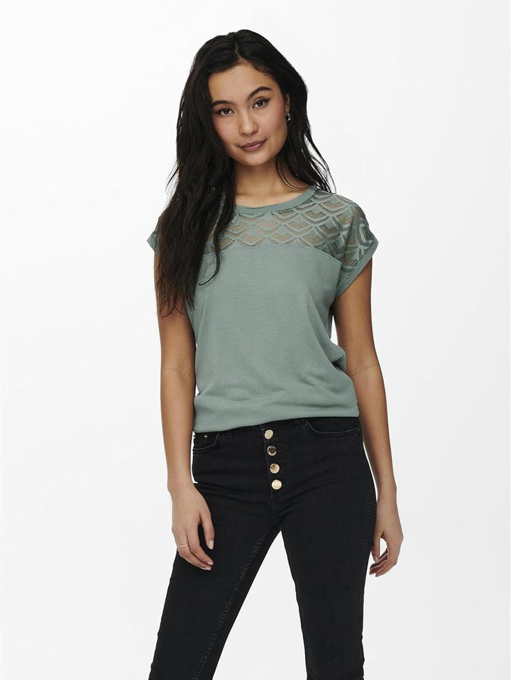 ONLY Damen Onlnicole Life S/S Mix Top Noos JRS T-Shirt S Grün, S Grün