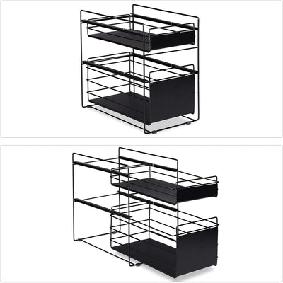 Relaxdays Schubladenregal, mit 2 Körben, Unterschrank Organizer, Küche und Bad, Korbauszug, HBT: 39,