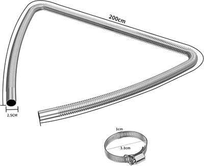Abgasschlauch für Stromerzeuger, Cakapapo 200CM Auto Edelstahl Abgasrohr und Schalldämpfer, mit Zwei