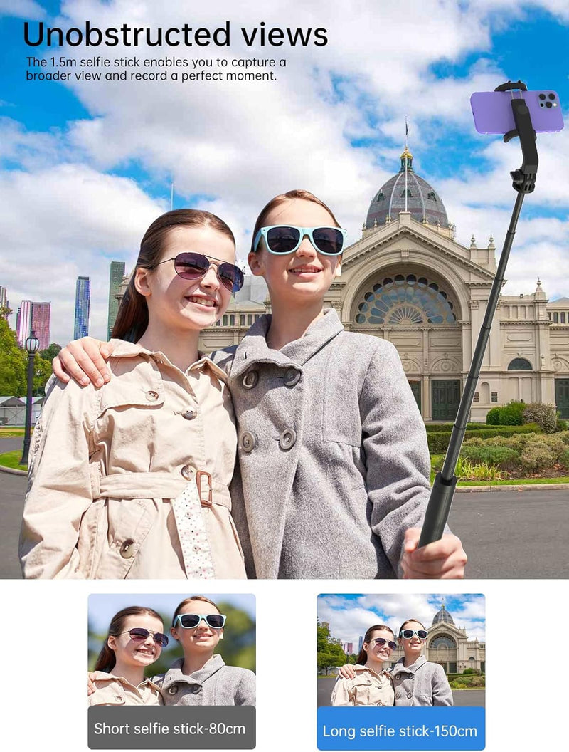 Apexel 1,5 m faltbares Telefonstativ Extended Selfie Stick Tragbarer iPhone Selfie Stick mit 360° ve