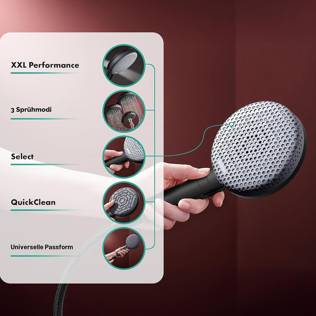 hansgrohe Raindance Alive Select S - Duschkopf, Handbrause mit 3 Strahlarten (inkl. PowderRain), run