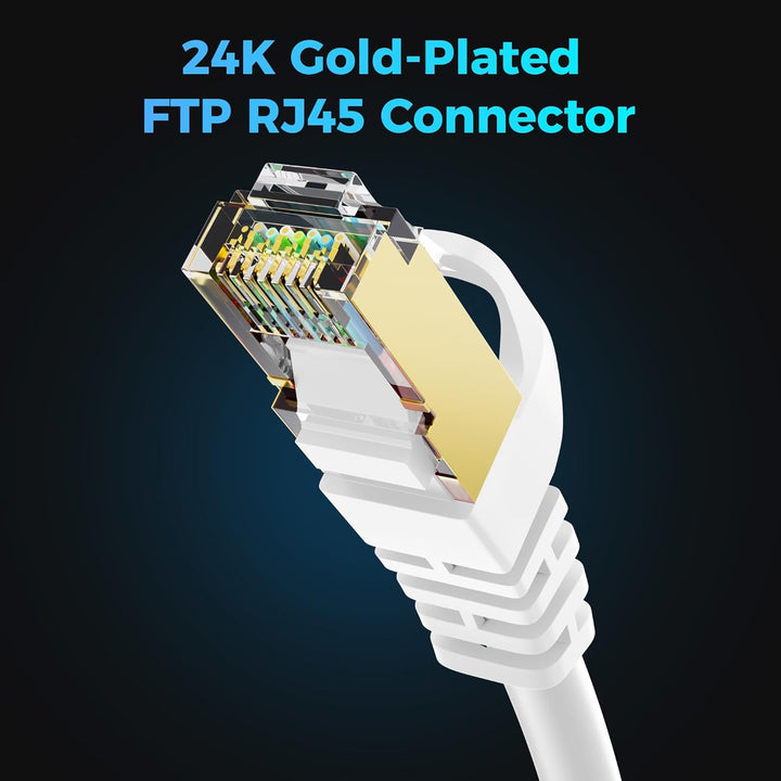 90m CAT 7 Patchkabel Netzwerkkabel,10 Gigabit 600MHz Highspeed LAN-Kabel&RJ45 Ethernet Kabel(Weiss W