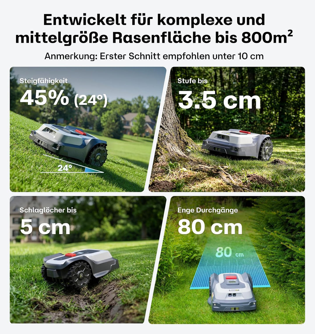 T600 Mähroboter ohne Begrenzungskabel für 800㎡, RTK Gesteuerter Rasenmäher Roboter, Automatische u.