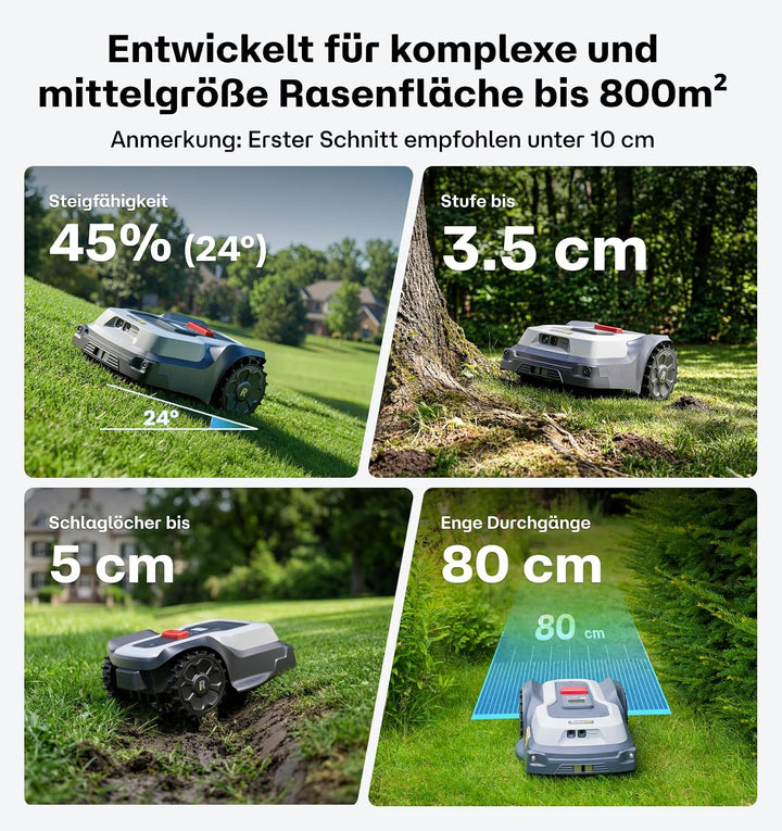 T600 Mähroboter ohne Begrenzungskabel für 800㎡, RTK Gesteuerter Rasenmäher Roboter, Automatische u.