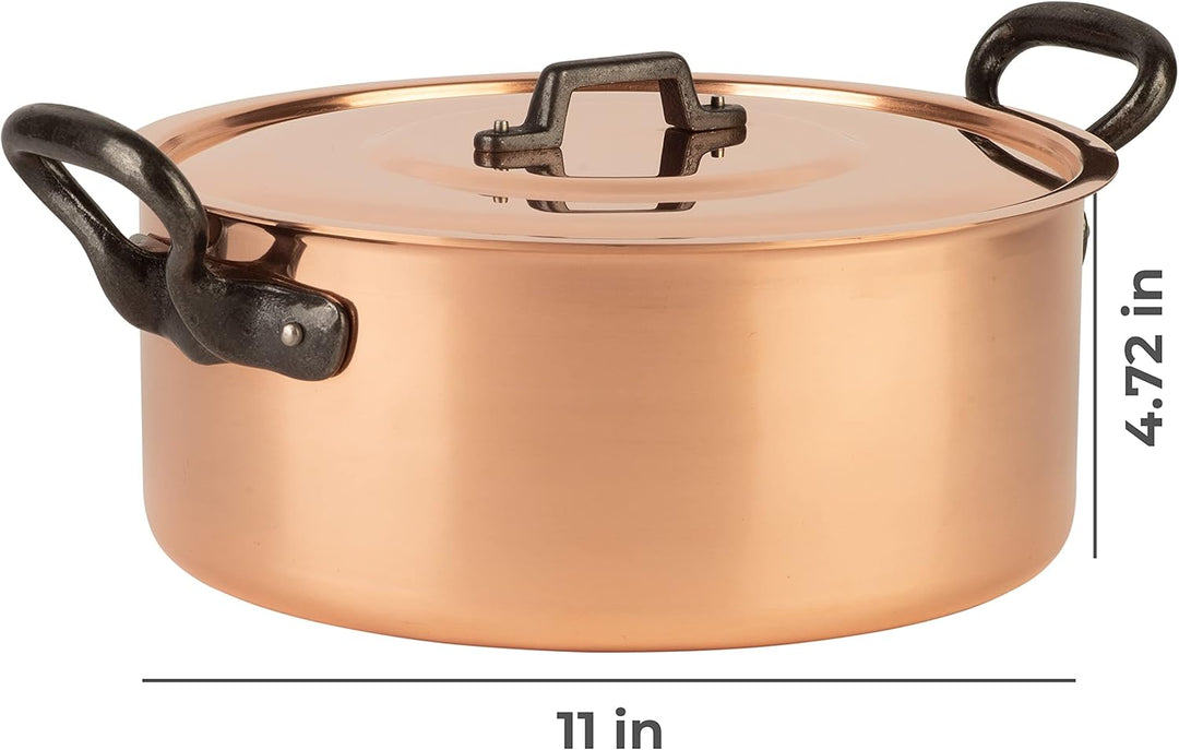 Cuisine Romefort | Kupfertopf verzinnt mit Gusseisengriff und Deckel Ø 28 cm | traditioneller Schmor