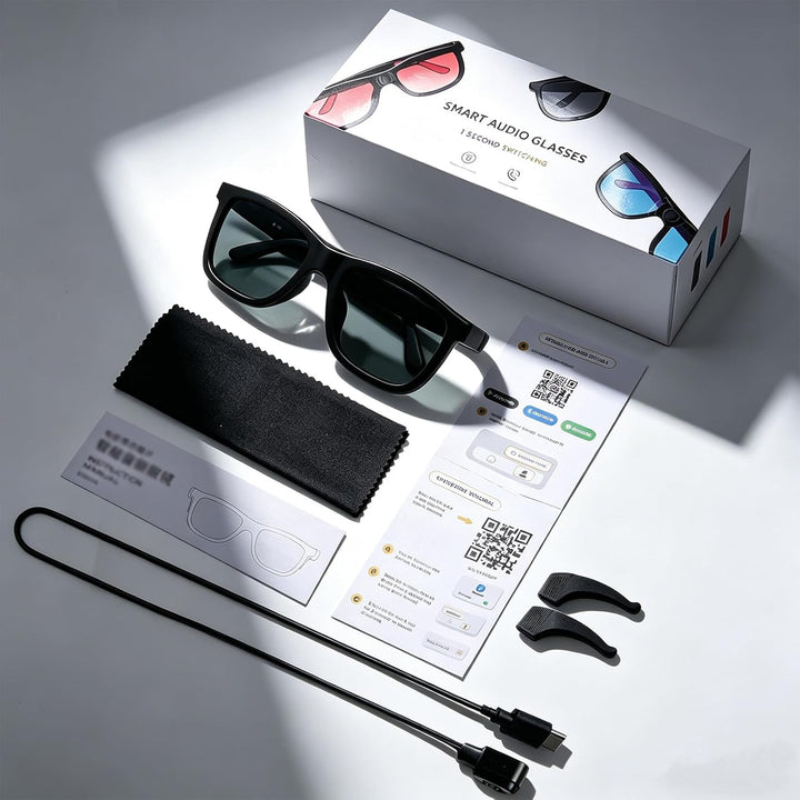 Bluetooth AI Smart Brille mit 60+ Sprachen, Farbwechsel-Linsen, Integriertem Lautsprecher & HiFi-Aud