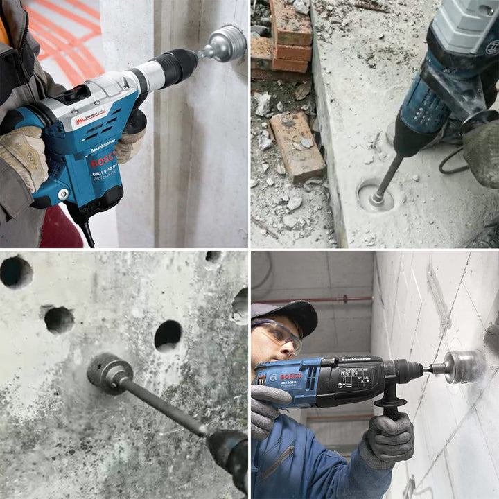 4tlg Bohrkrone Steckdose,130mm Dosenbohrer, mit 220mm SDS plus Adapter und 3 x Zentrierbohrer 110mm,