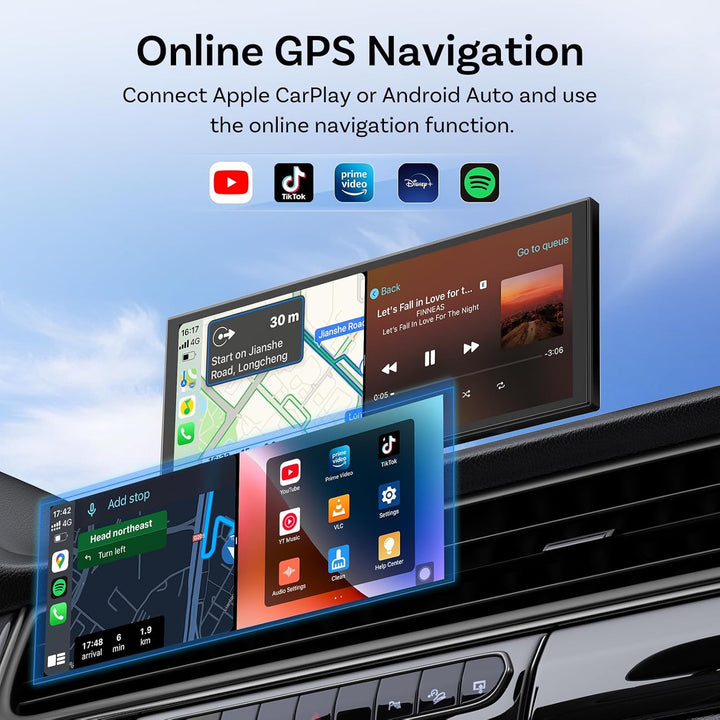 OTTOCAST ScreenFlow, Carplay Display mit YouTube, 11,4 Zoll Carplay Android Auto car Multimedia Play