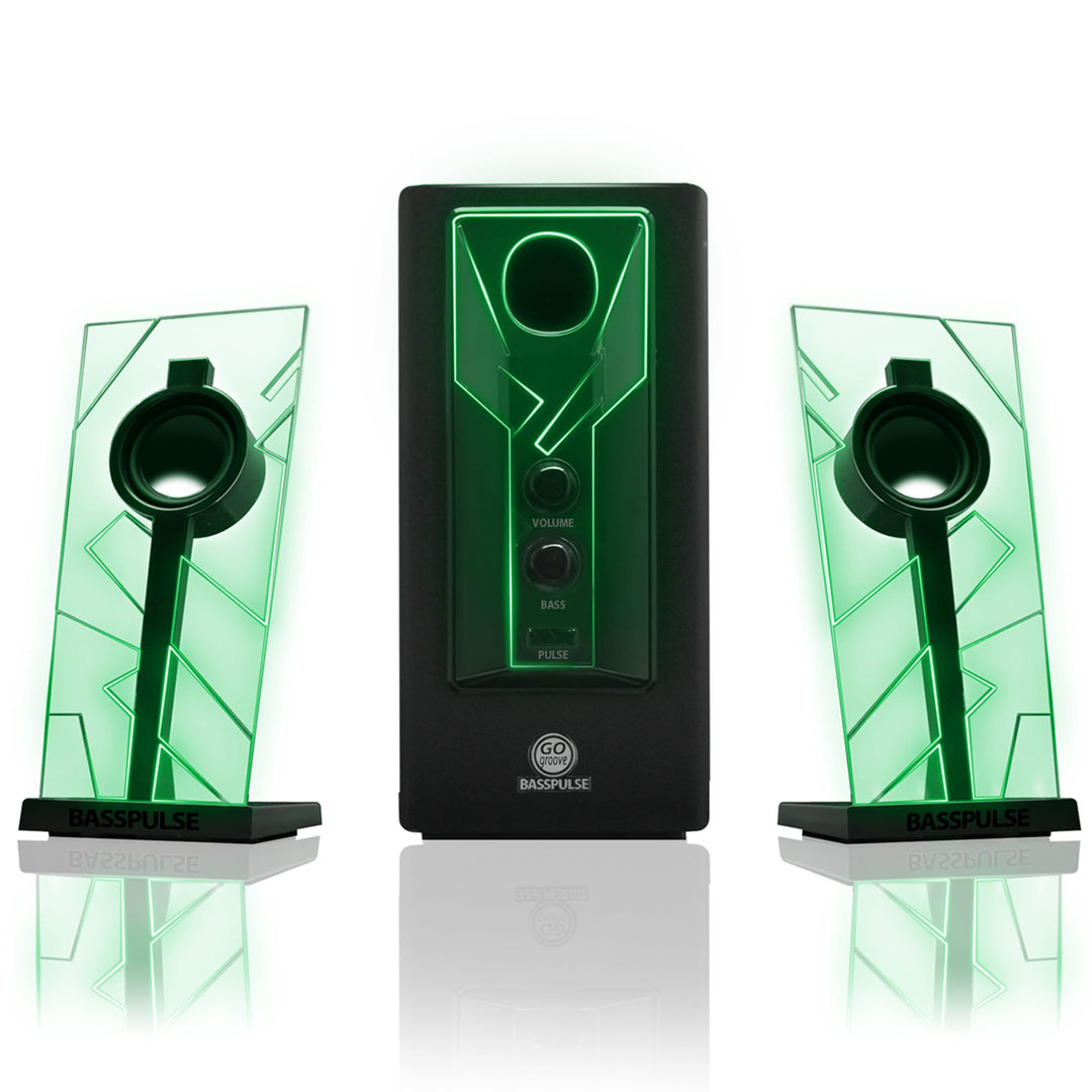 GOgroove 2.1 Soundsystem Computer Lautsprecher PC mit LED Effekt Desktop PC Lautsprecher 2.1 Anlage