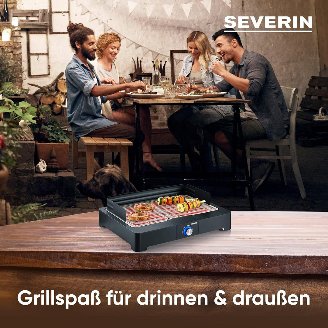 SEVERIN Tischgrill mit Edelstahl-Grillrost für drinnen und draussen, Elektrogrill mit schnellem Gril