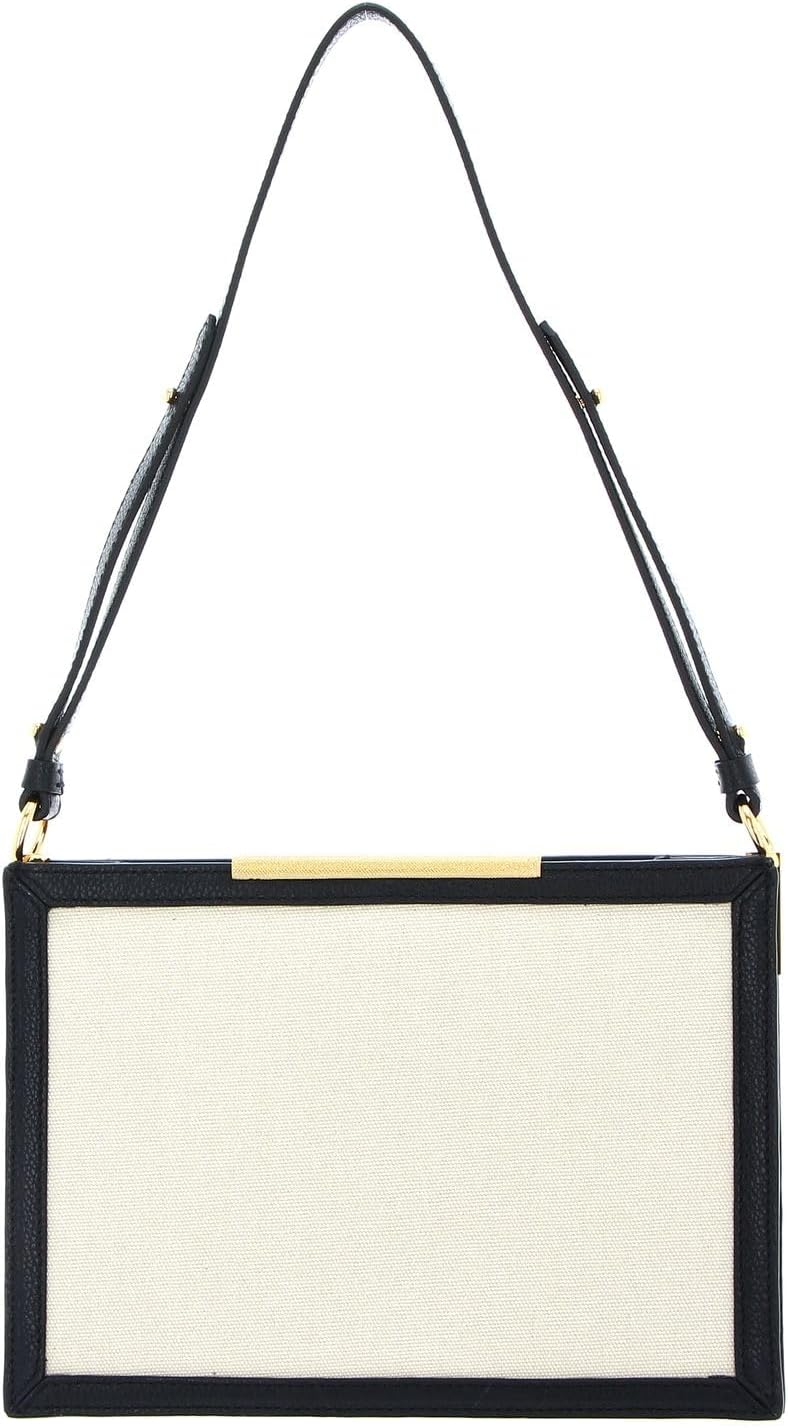 Coccinelle Delices Canvas Flat Shoulder Bag Natural/Noir