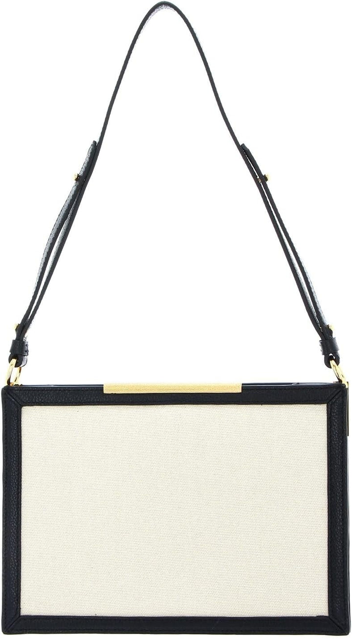 Coccinelle Delices Canvas Flat Shoulder Bag Natural/Noir