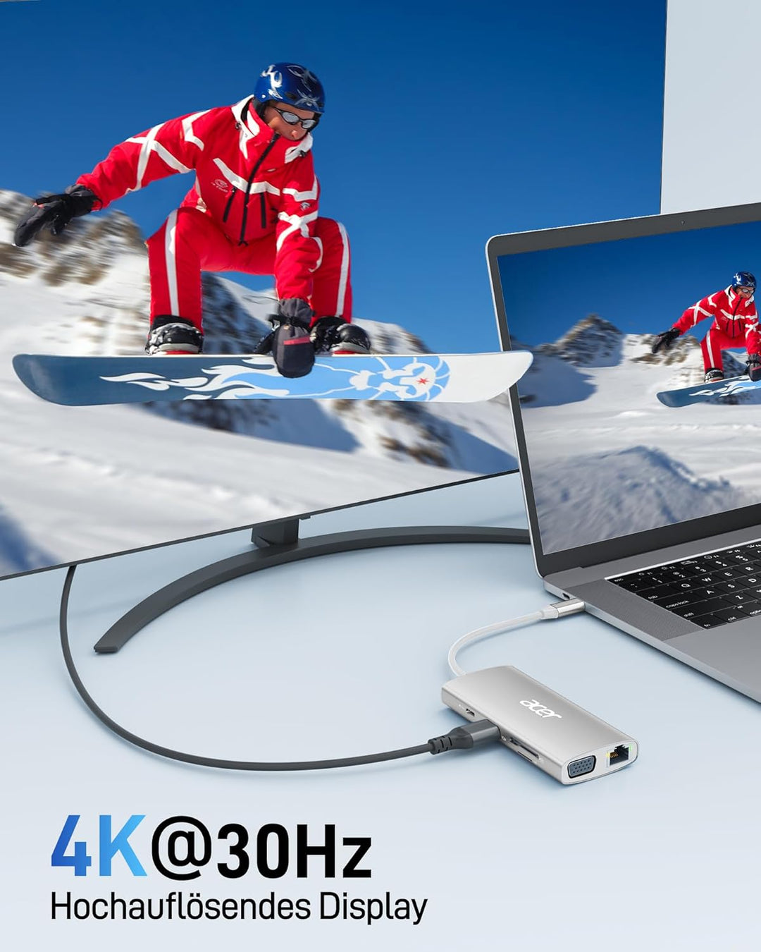 Acer USB-C-Hub mit 4K HDMI, 9-in-1-USB-C-zu-Ethernet-Adapter, 5-Gbps-USB-A-3.1-Dockingstation, PD-10